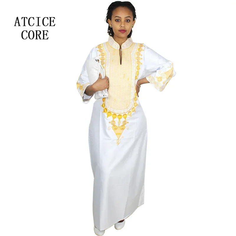 African Dress For Woman Soft Material Big Embroidery Design Long Dress