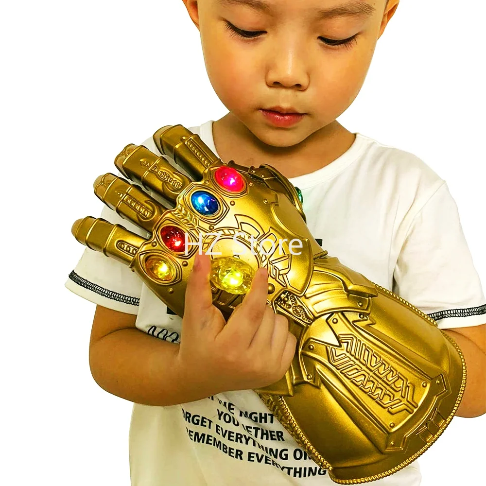 Marvel Infinity War Pvc Light Up Electronic Fist Thanos Glove Halloween Cosplay Light Up Glove Kids Man Birthday Christmas Gift