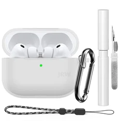 Premium Dustproof Silicone Case with Cleaning Kit & Keychain - AirPods Pro 3 (Clear White with Pen)