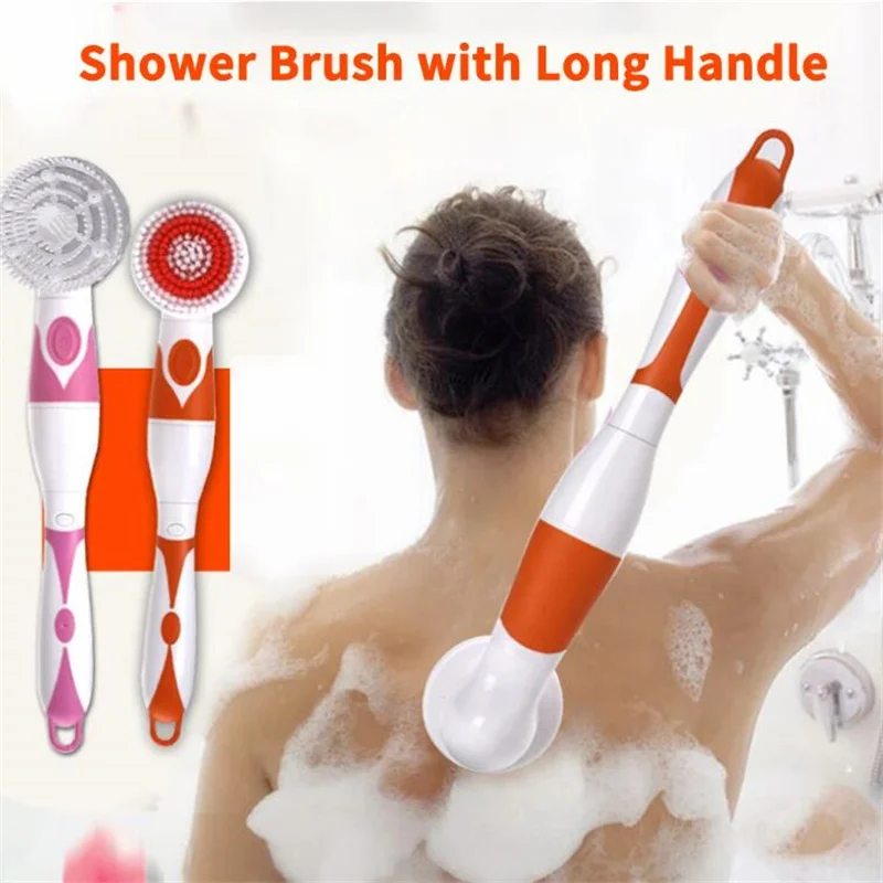 

4 in 1 Waterproof Electric Bath Brush Multi-functional Body Cleansing Brush Bath Back Massage with 4 Brush Heads Shower