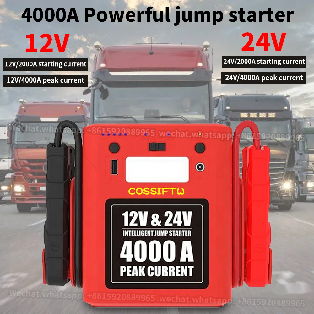 Medium Large Truck Diesel Car Jump Starter 86800mAh High Capacity 12V/24V Charger Portable Emergency Booster Starting Device