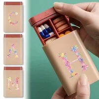 Pill Box Portable Tablet Organizer Holder Medicine Storage Container Fashion Pink Letter Pattern Drug Case Travel Dispenser 1