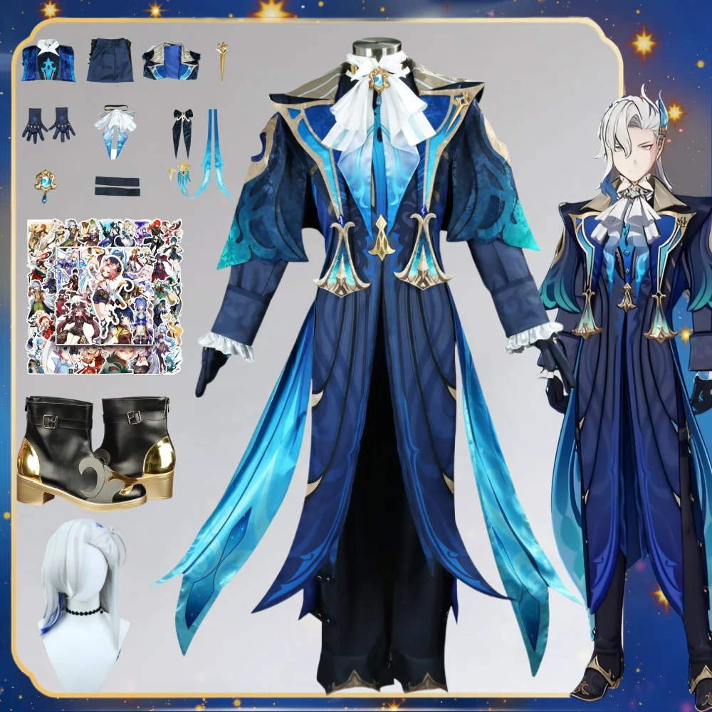 Косплей-костюм Neuvillette, парик, красивая униформа, туфли, наряды, косплей-костюм для Хэллоуина, ролевые игры