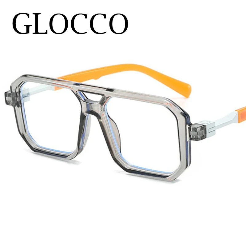 New Square Pilot Reading Glasses Optical Anti Blue Light  Double Bridge Green Eyeglasses Luxury Brand Prescription Clear Glasses 3