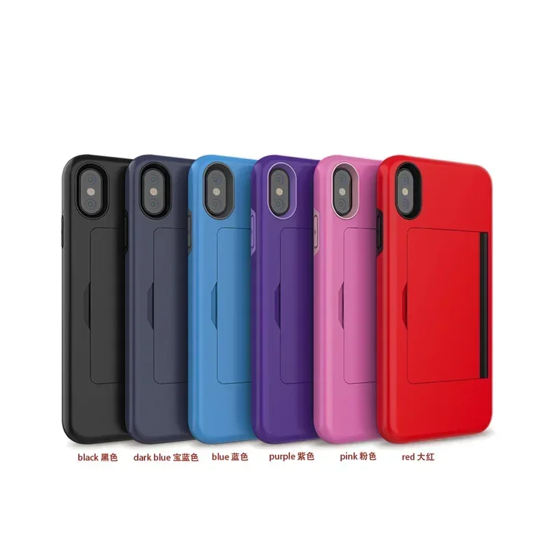 Candy Color Flip Armor Card Slot Phone Case Cover