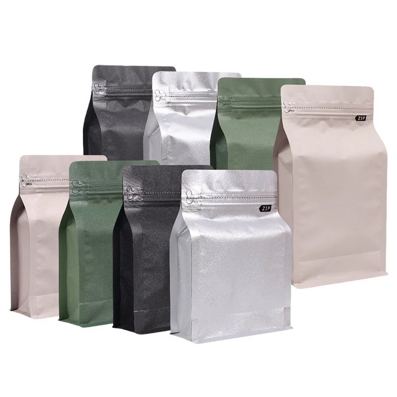 StoBag 20pcs 커피 콩 포장 가방 지퍼 알루미늄 호일 열 씰링 파우더 식품 너트 보관 스탠드 재사용 가능한 주머니