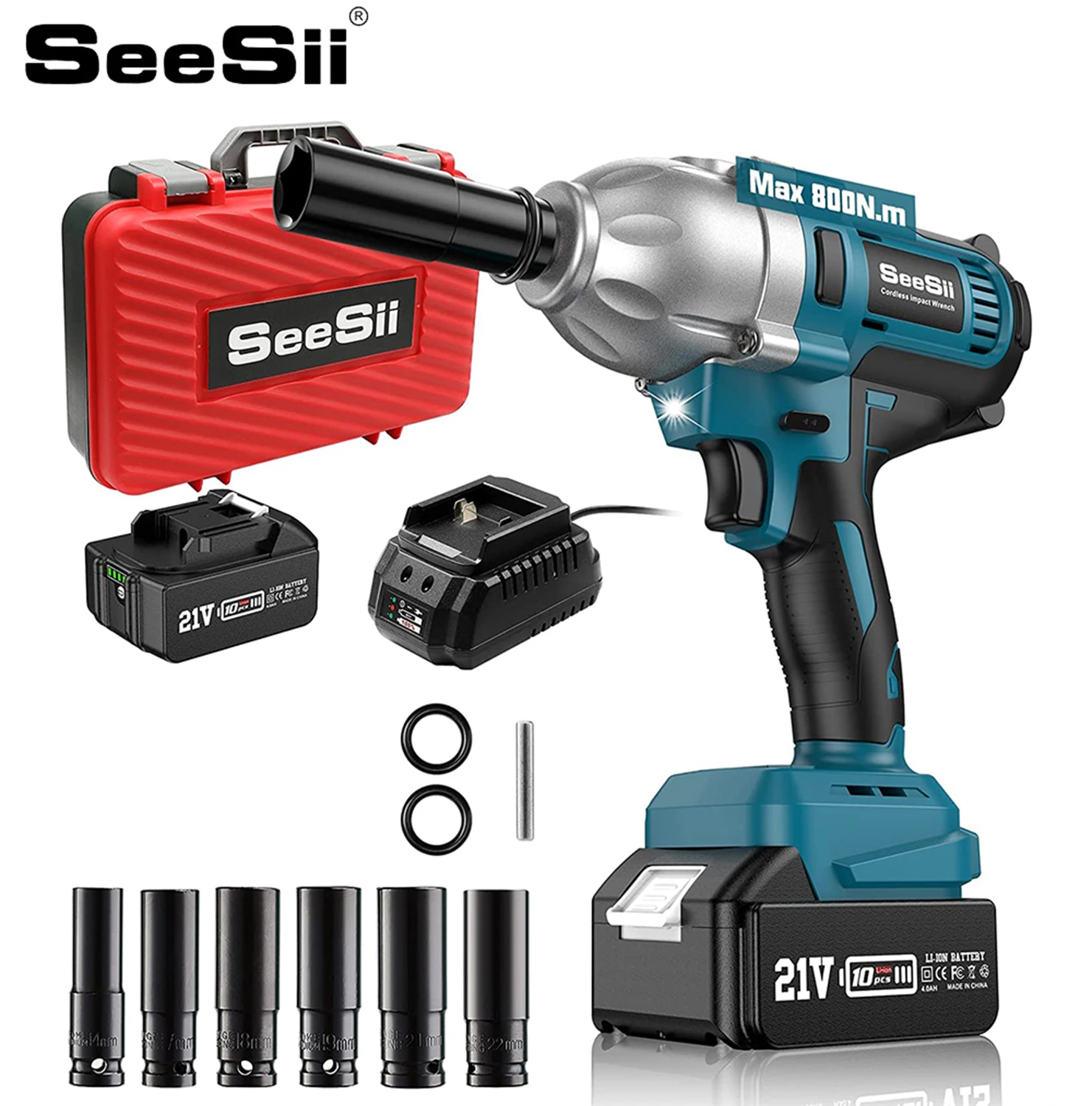Seesii Wh710 800n.m 1/2 Brushless Impact Wrench 21v Cordless Electric
