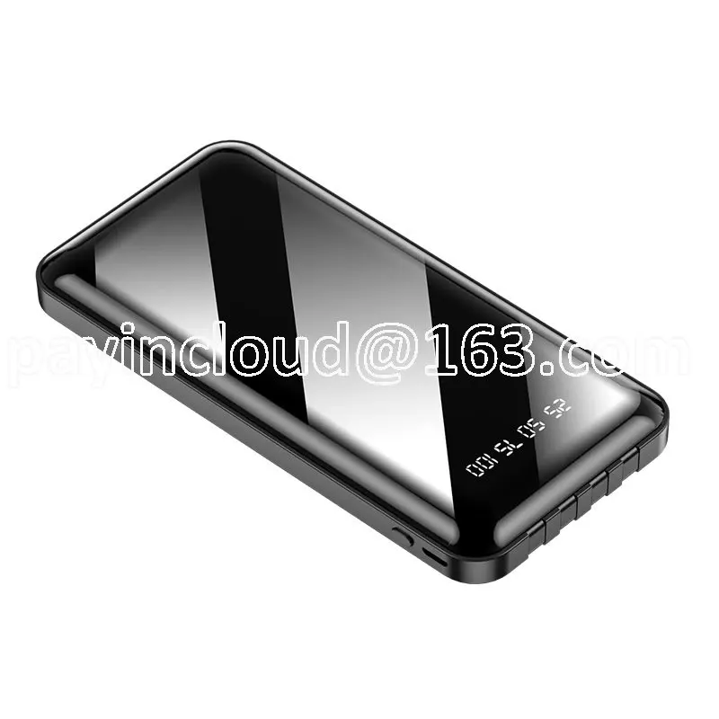 

Fast Charging Power Bank Built Cables 20000mAh 2 USB Ports External Charger Powerbank Safety for Iphone with LED Light Display