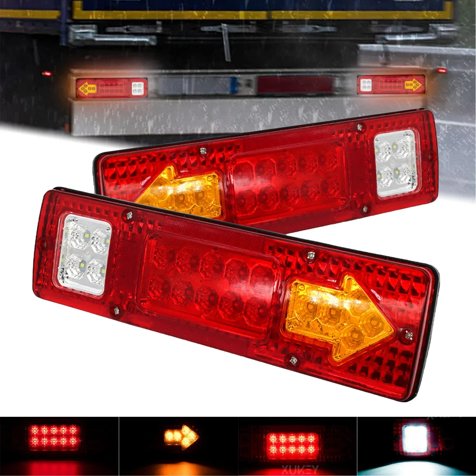 12V/24V 19LED Tail Lights Reversing Stop Brake Indicator  For Trailer Lorries Truck Taillights Turn Signal Lamp Car Accessories