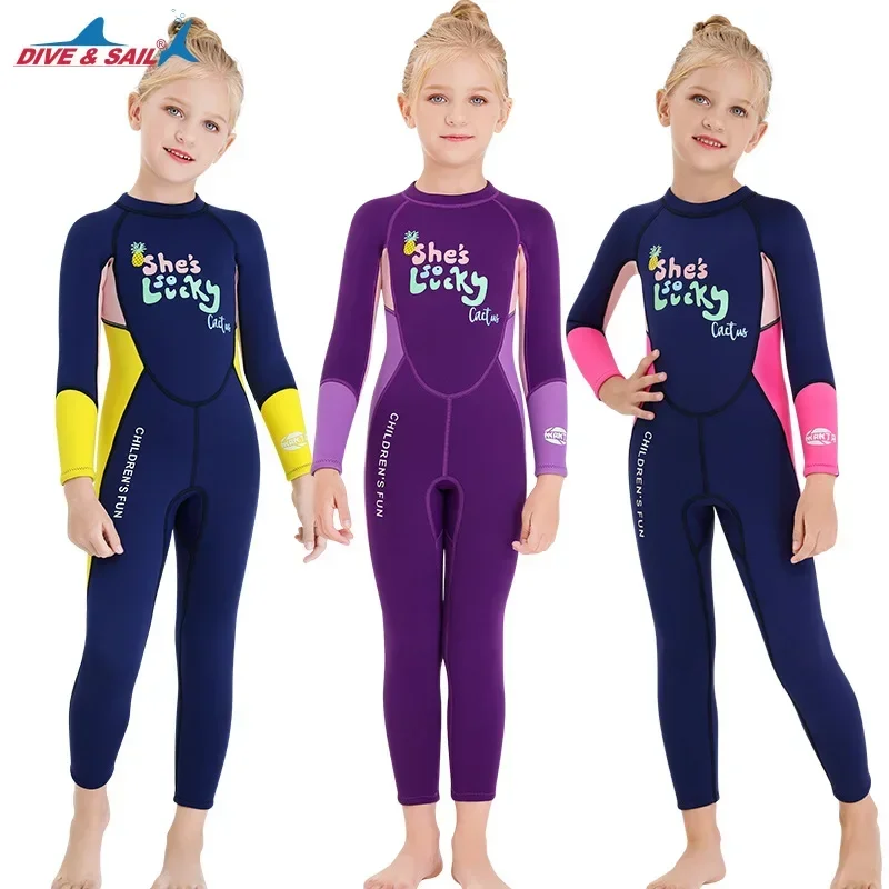2.5MM Neoprene Girls Boys Wetsuit Diving Suit Swimsuit Short Long Sleeve Surfing Jellyfish Clothing Swimwear for Cold Water 1
