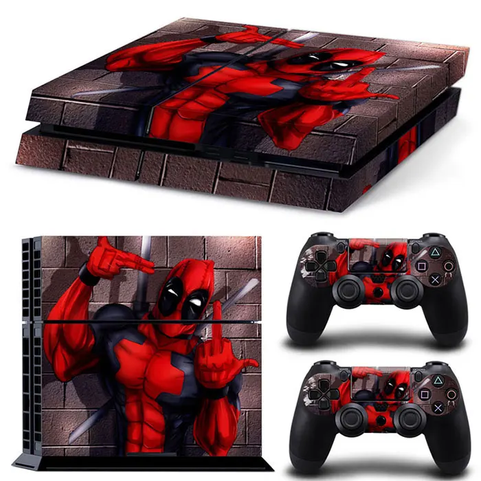 Marvel Spider Man Deadpool Vinyl Skin Sticker for PS4 Slim Console and 2 Controllers Decal Cover Game Accessories 