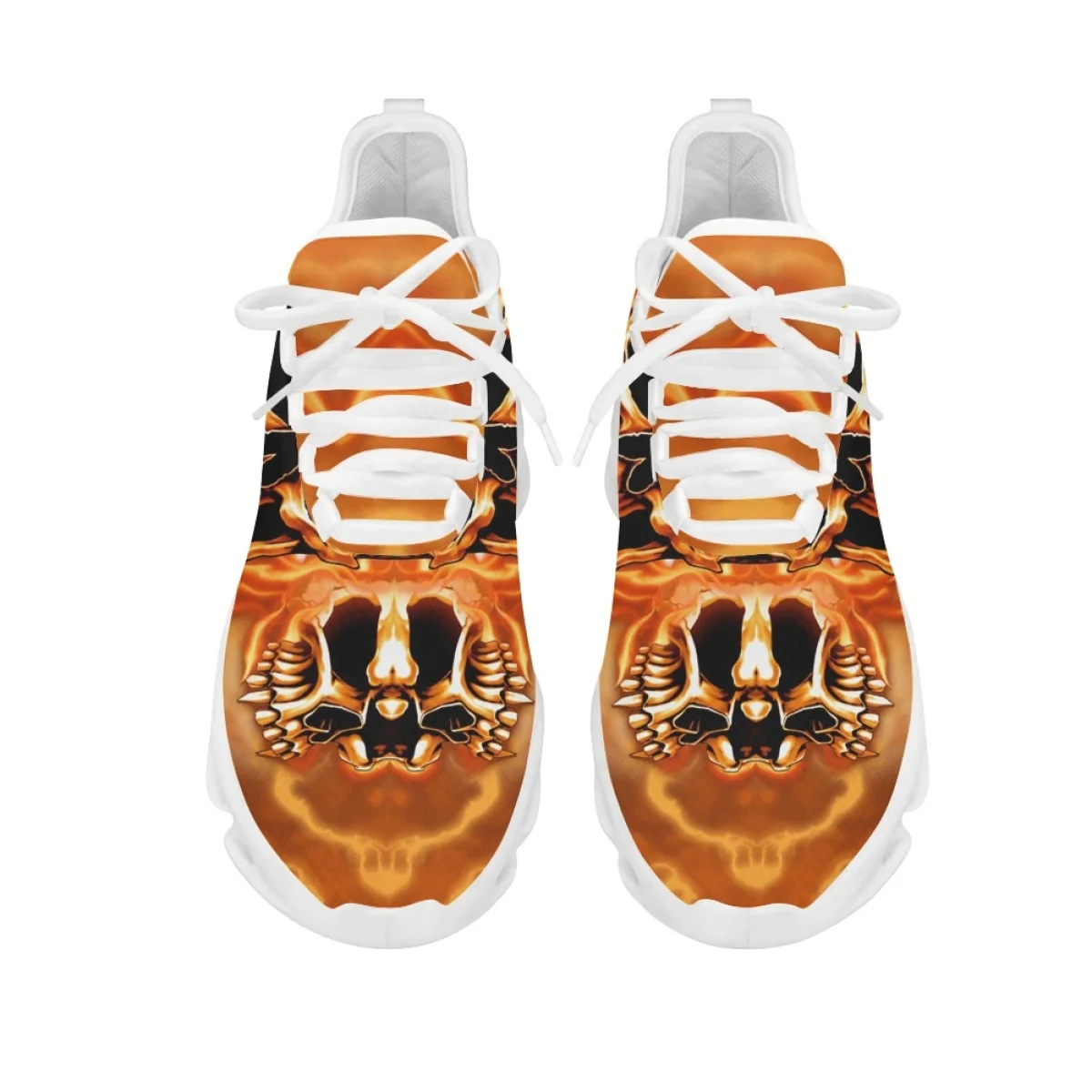 Skull Print Ladies Casual Shoes Jogging Shoes Fashion Lace-Up Sneakers Woman Flats Comfort Walking Durable Non-Slip Toe Flats