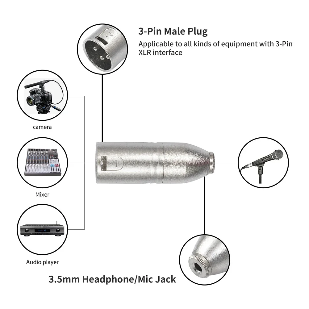 3.5MM Female To Big Three-core Balanced XLR-Canon Male Audio Adapter Mixer Camera Microphone 3.5 Female To-Canon Male Adapter
