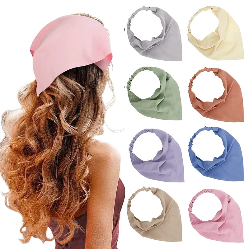 Neue Boho Dreieck Bandanas Baumwolle Blumen druck elastische Haar bänder Stirnband Haarband Haar gummis Haar Schal Mädchen Haarschmuck – Detail 5