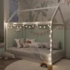 Wood House Bed,Floor Bed with Wood Slats,No Box Spring Needed, White 1