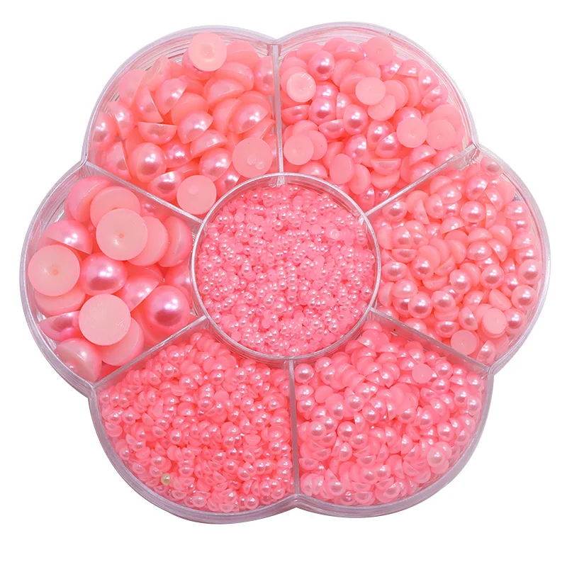 

5600Pcs 2/3/4/5/6/8/10mm White Flat Back Pearl Half Round Pearls Beads Satin Luster Loose Beads Gems for DIY Craft Necklaces