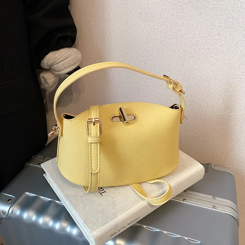 Niche Brand Women's Fashion Handbag Soft Versatile Shoulder Messenger Bag 2026 Super Hot Yellow Portable Bucket Bag Women's Bag