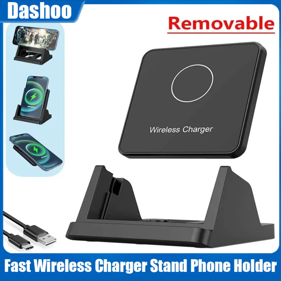 Wireless Charger Pad Stand Desktop Ultra-thin Mobile Phone Holder Fast Charging Dock Station For iPhone 16-12 Samsung S24 Xiaomi