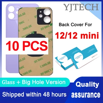 10PCS / Lot Big Hole Back Glass For iPhone 12 mini Back Battery Cover Rear Door For 12 Back Housing Case Replacement Parts