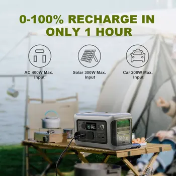 ALLPOWERS Portable Power Station R600, 299Wh LiFeP04 Battery with 2x 600W (1200W Surge) AC Outlets for Outdoor Camping RV Home 4