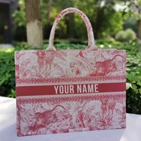 European And American Style Large Capacity Fashionable Printed Flower Handbag Customizable Letter Canvas Book Bag 2