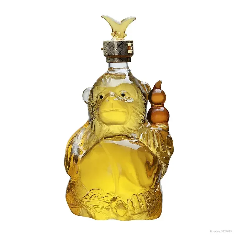 

Cute Monkey Shaped Whiskey Decanter, Lead-free Chinese Zodiac Wine Glass Bottle for Liquor, Whiskey and Whiskey, 500ml