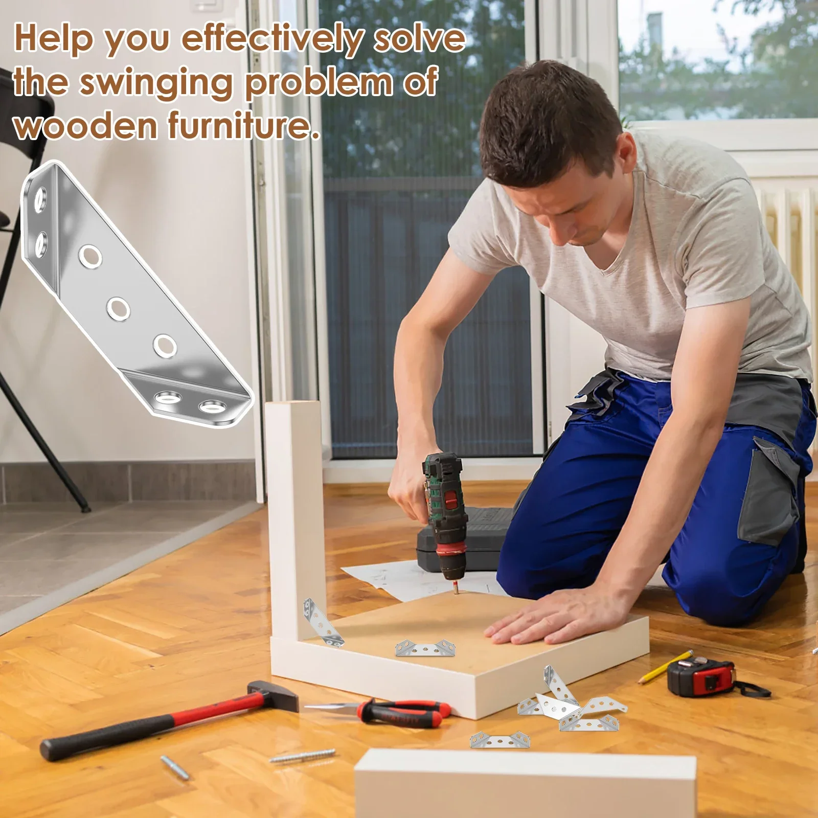 Furniture Corner Connector Set 30Pcs Metal Trapeziform Angle Bracket Triangle Corner Brace Chair Drawer Shelf Joint Support
