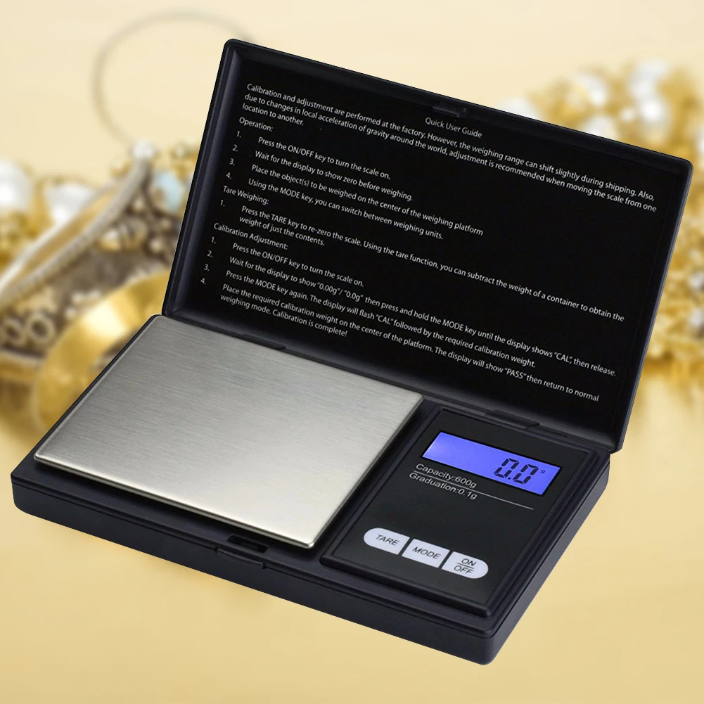 1kg/0.1g Electronic Scale Back-lit LCD Display Digital Scale High Precision Tare Function Auto Off for Jewelry Measurement