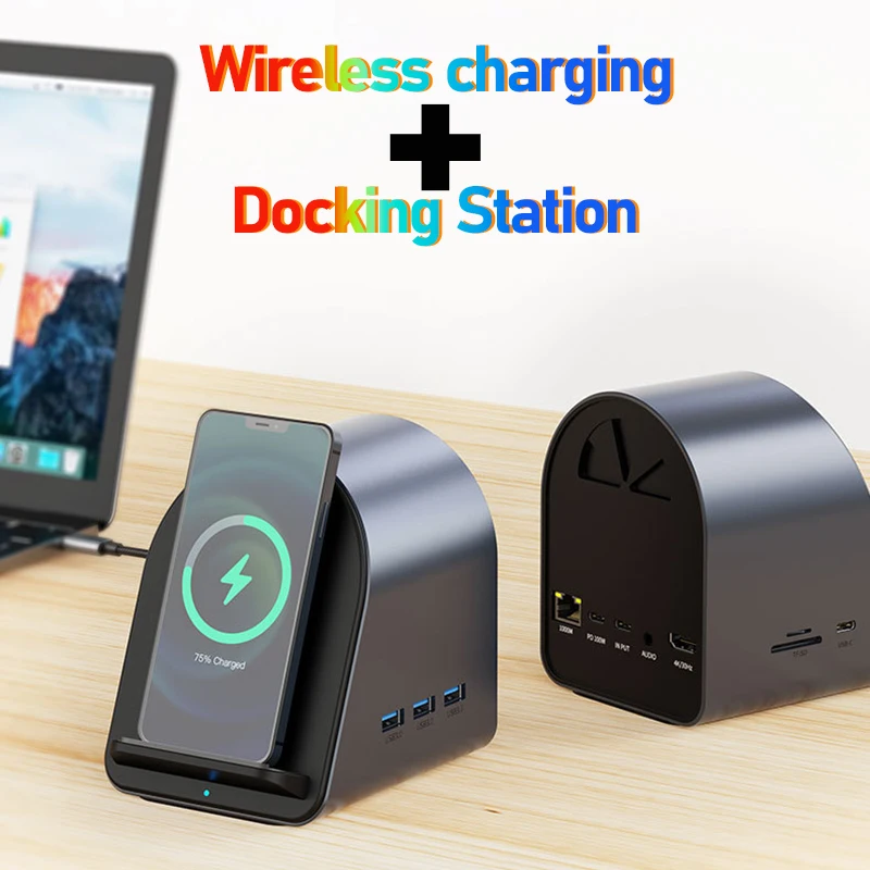 Usb C A Usb C Hub Wireless Induzione Magnetica Ricarica Docking Station Per Telefono Hdmi Per Accessori Per Laptop Apple Iphone Ipad