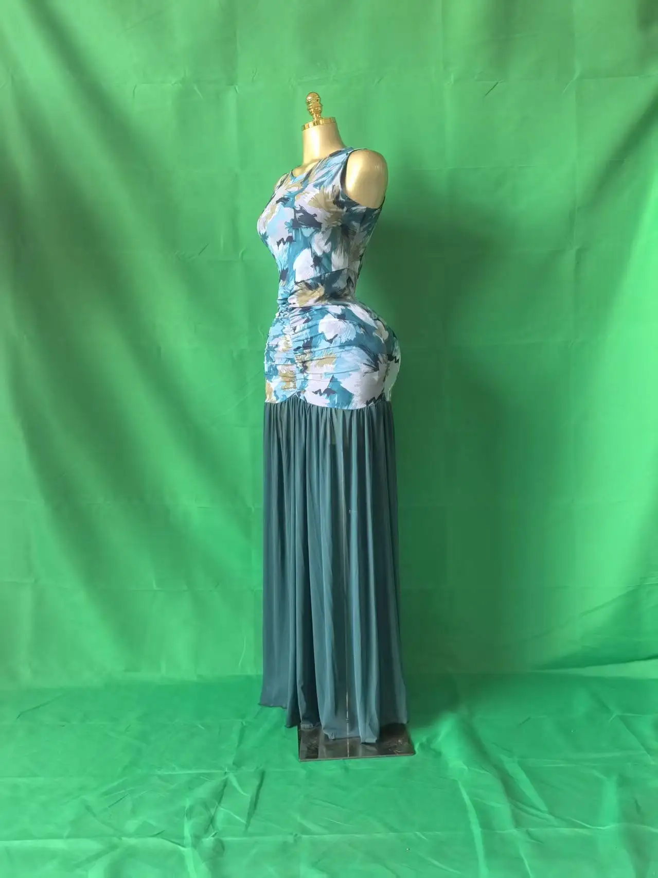 CM.YAYA Women Printed Ruched Stacked Sleeveless Long Maxi Dress 2026 Summer Evening Party Beach Vacation Sexy Dresses Vestido