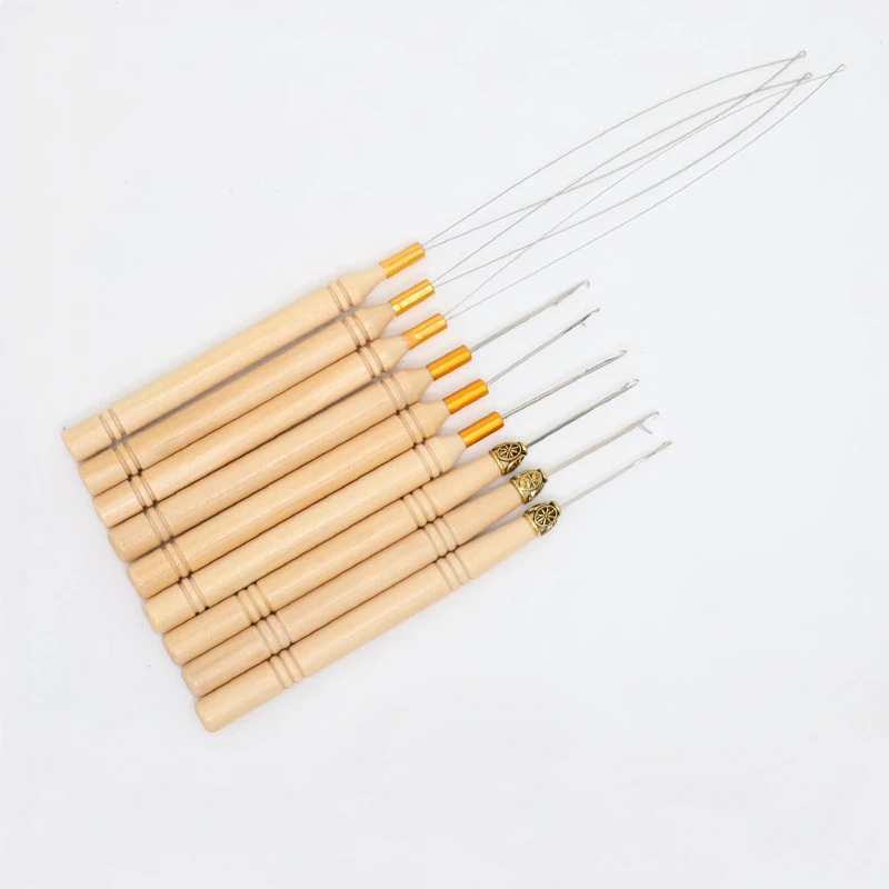 1/2/5PCS Crochet Hooks Hair Extensions Tool Wooden