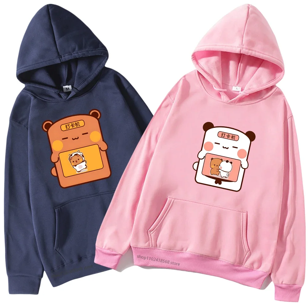 

Cute Dudu and Bubu Are Dacing In Bubu Sweatshirt with Hooded Cute Funny Panda and Brownie Bear Hoodies Men Women Couple Tops y2k