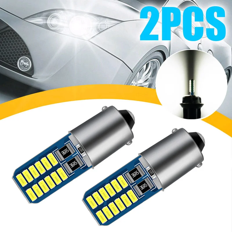 2pc Canbus BA9S LED H6W T4W Car Led Light Bulb Auto Reverse Lamp Parking License Plate Light 12V White Universal Car Accessories