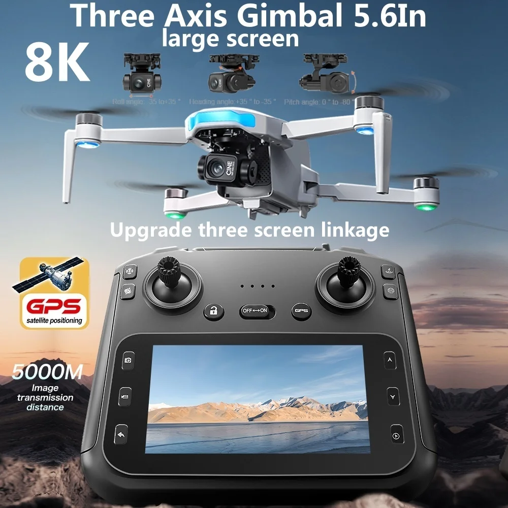Drone 4K/6K/8K avec caméra HD, 1 ou 2 batteries, pliable, télécommande