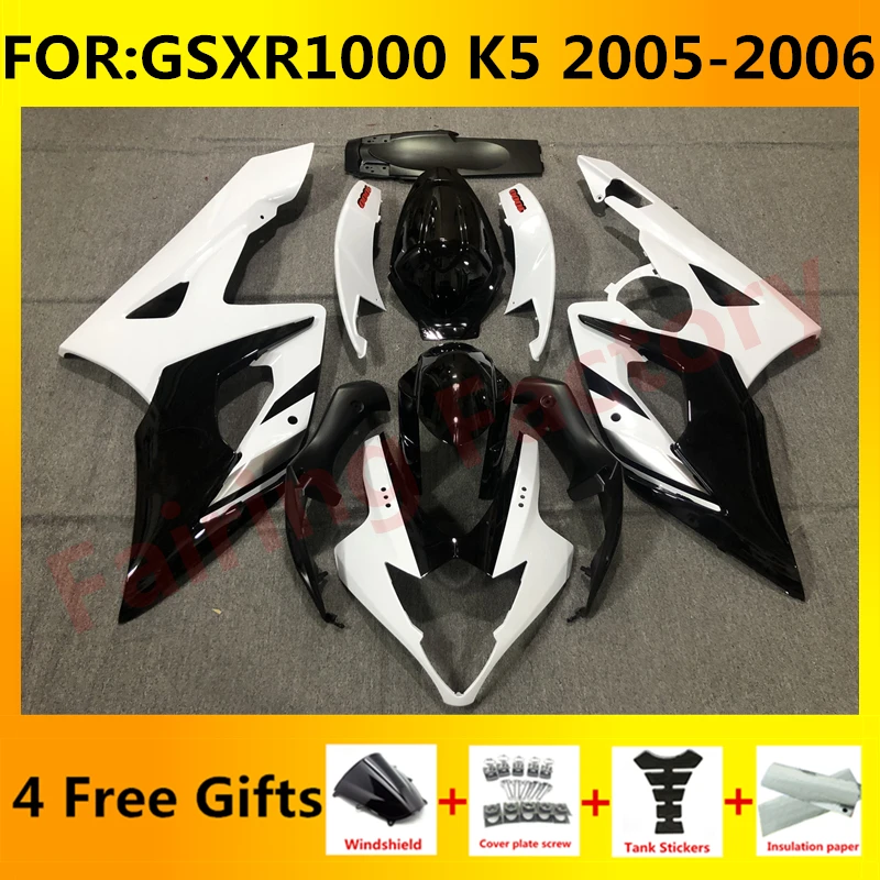 

NEW ABS Motorcycle Whole Fairing kit fit for GSXR1000 GSXR 1000 05 06 GSX-R1000 K5 2005 2006 full Fairings kits set white black