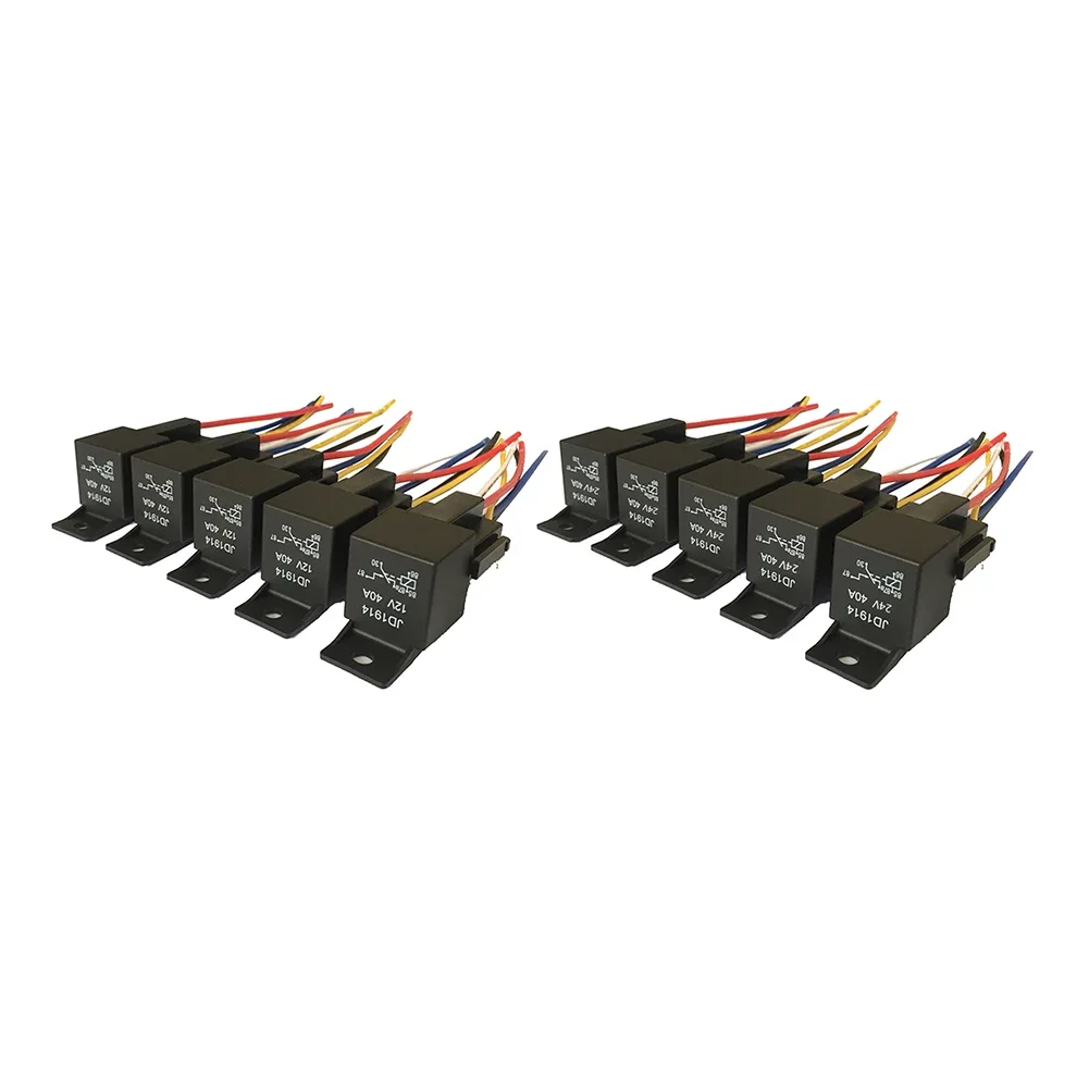 5 Stück wasserdichtes Kfz-Relais 12V 24V 5-polig 40a Auto-Relais mit schwarz-rotem Kupfer-Anschluss Auto-Relais-Buchse SPDT-Kabelbaum kabel – Detail 10