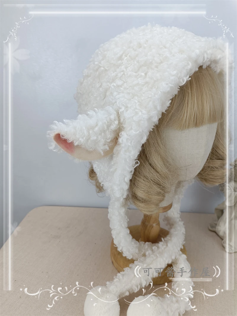 Sheep Ear Hat Lamb Wool Cute Sweet Lolita Lamb Hat Earflaps Hat - Main Image