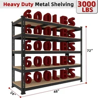 2 Packs 48" W x 24" D x 72" H Adjustable Garage Storage Shelves - 5-Shelf Heavy Duty Shelving Unit, Metal Utility Storage 2