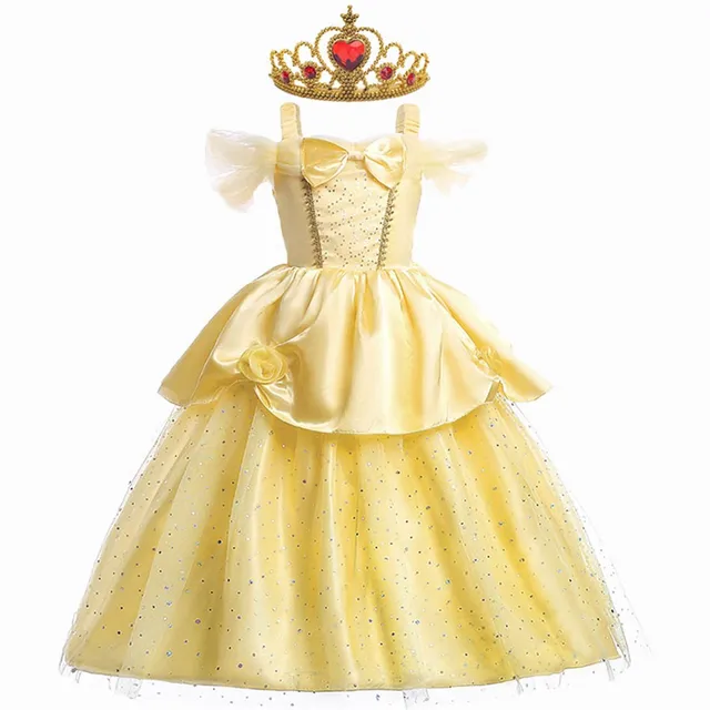 Girl Belle Princess Dress Kids Beauty and The Beast Costume Girl Baby Christmas Princess Birthday Party Fancy Dress 2-10 Years Belle dress A set 1