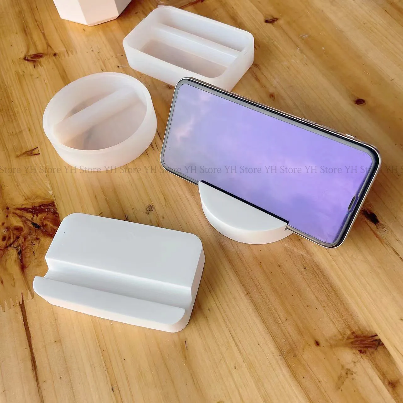 Resin Cellphone Holder Casting Silicone Mould Plaster Crafts Making Tools Concrete Cement Gypsum iPhone Stands Tray Molds silicone mold