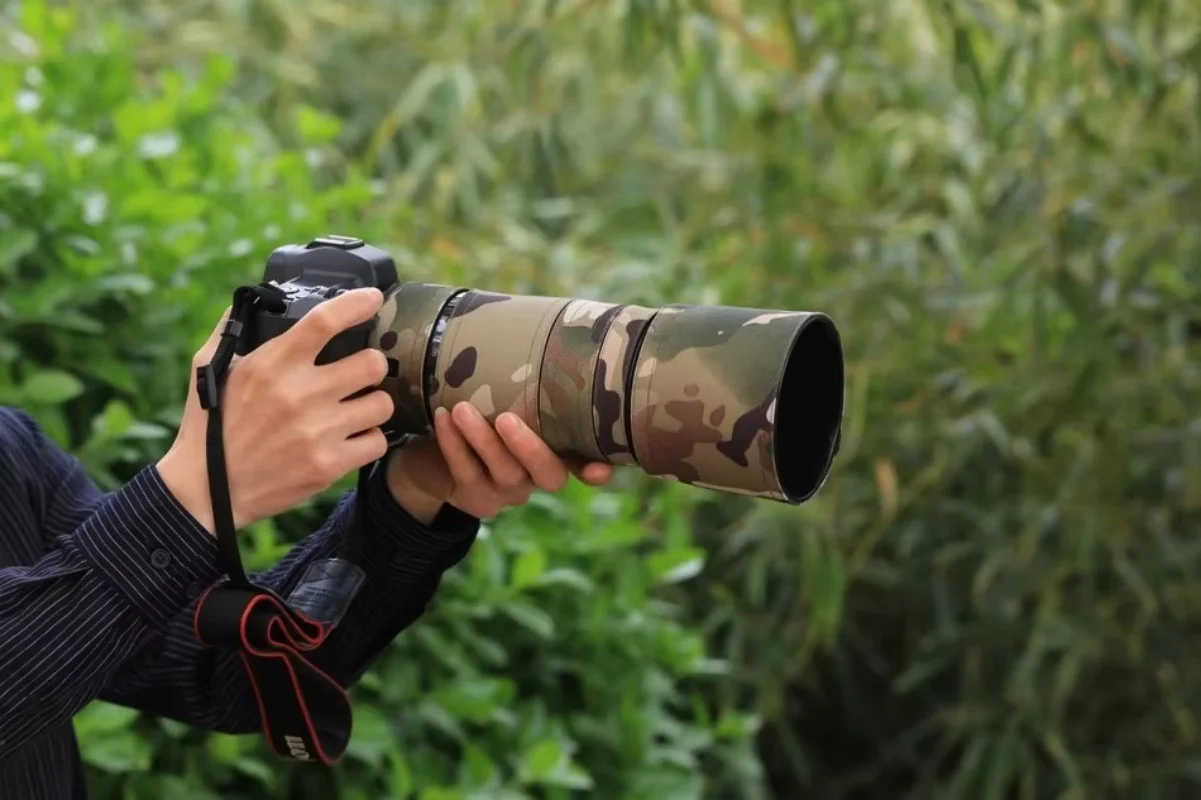 ROLANPRO 렌즈 위장 코트 캐논 EF 100-400mm f5.6-8 IS USM 렌즈 보호 슬리브 캐논 100400mm 커버 건스 케이스