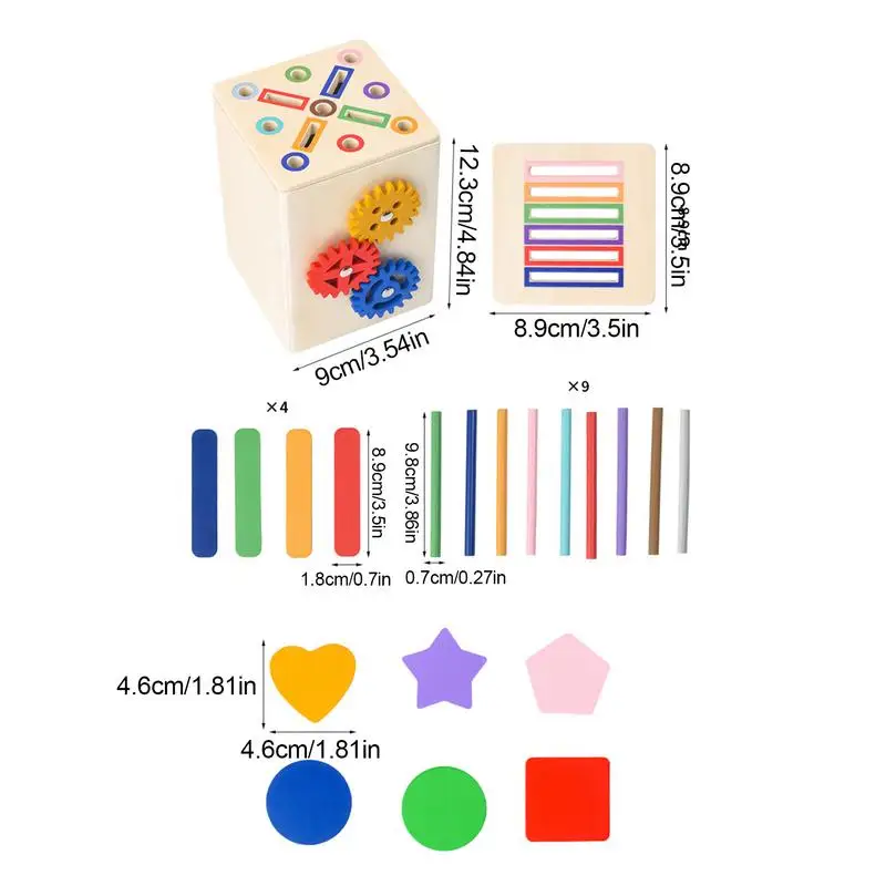 Wooden Shape Sorter Toy Learning Sensory Matching Games Wooden Shape Color Sorter Motor Skills Toys For 1-3 Year Old Boy