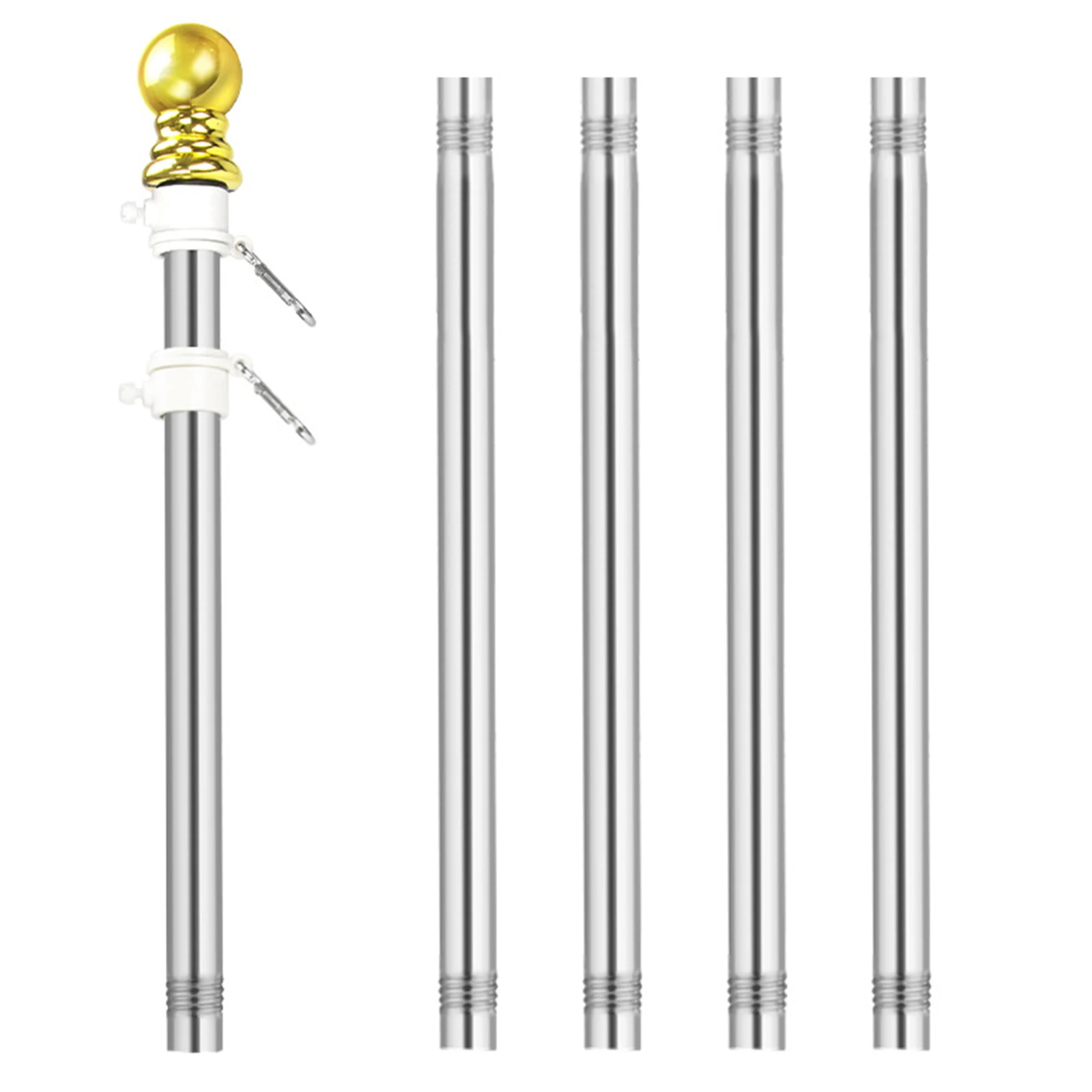 Flag Pole 6 FT Flagpole Holder Stainless Steel Bracket Rotating Rings 45&deg;&90&deg; Adjustable For Garden Wall Mounted flag pole attachments