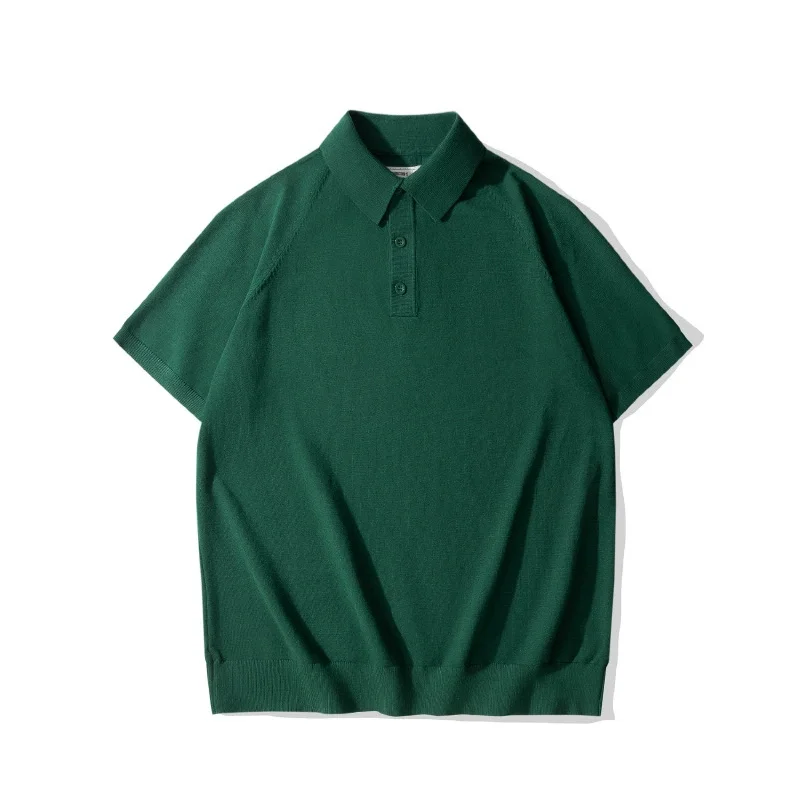 Ice Silk Cool Summer OKONKWO Italian Short Sleeve Knitted Shirt Amikhaki Flip Collar Ice Silk T-shirt Outdoor Trekking Workwear