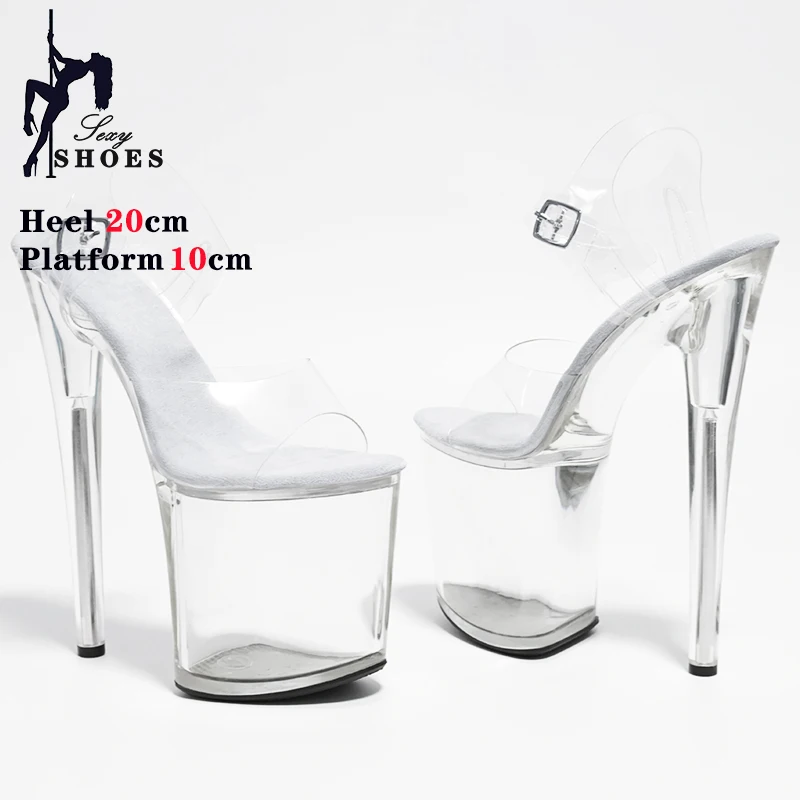Women's Sandals with Heels Nightclub Dancing Stilettos Clear Heels Crystal Platform Ladies Pole Dancing T-show Model Stripper Sh