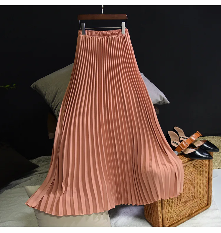 white pleated skirt TINT ERA High Waist Skirt Spring Autumn New Temperament Thin Chiffon Hand-pressed Crepe Pleated Large Swing A-line Skirts Women crop top and skirt