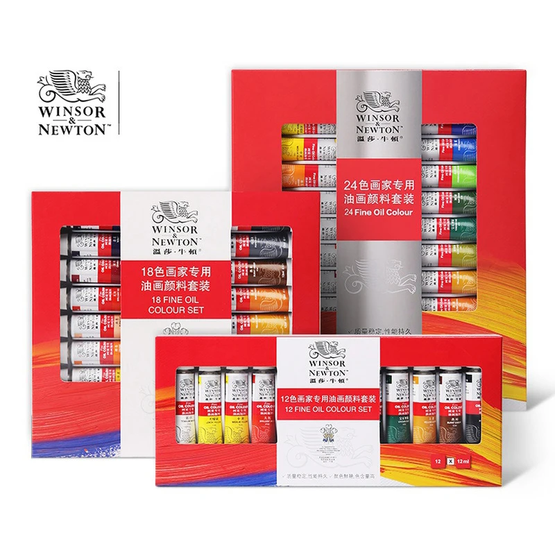 WINSOR & NEWTON Professional 12/18/24 Colors 12 ML Tube Oil Paints Art For Artists Canvas Pigment Art Supplies Drawing Set oil paint