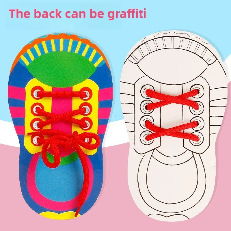 Navlékání tkaniček do bot Výukové hračky Naučte se zavazovat tkaničky Hračka Děti Batolata Jemná motorika Hračka Rané vzděláv