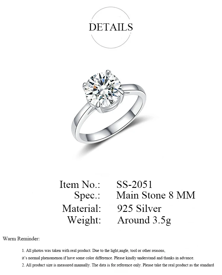 Free Shipping New Simple Light Luxury Ice Cut Female Wedding Ring with 4.5 Carat Round Gemstone Metal Jewelry Ornaments