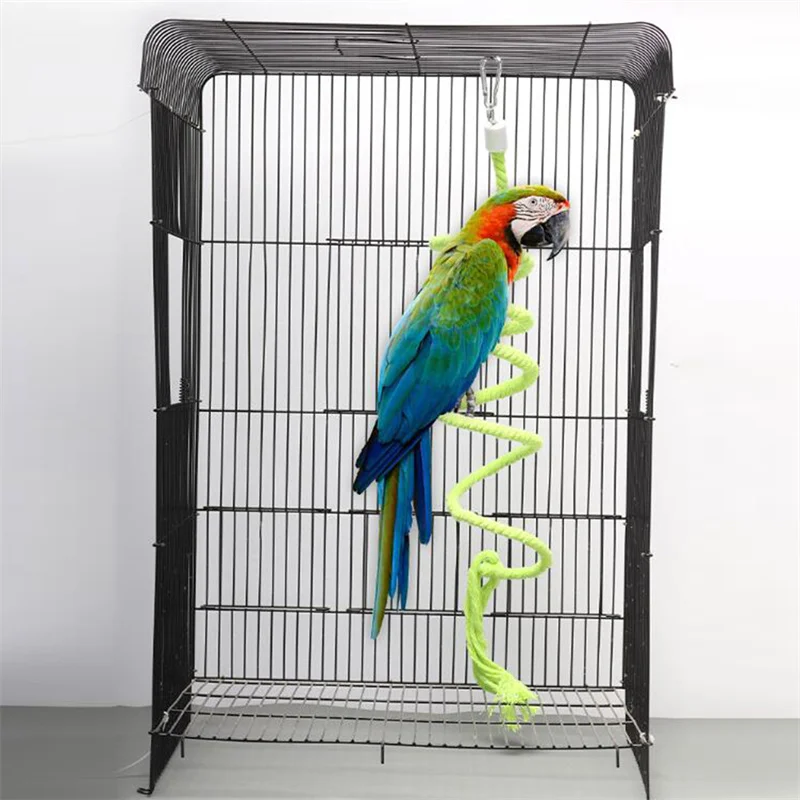 1PC Bird Toy Spiral Cotton Rope Chewing Bar Parrot Swing Climbing Standing with Bell for Parrots parrot toy,bird toy,bird swing toy,small pet ladder toy